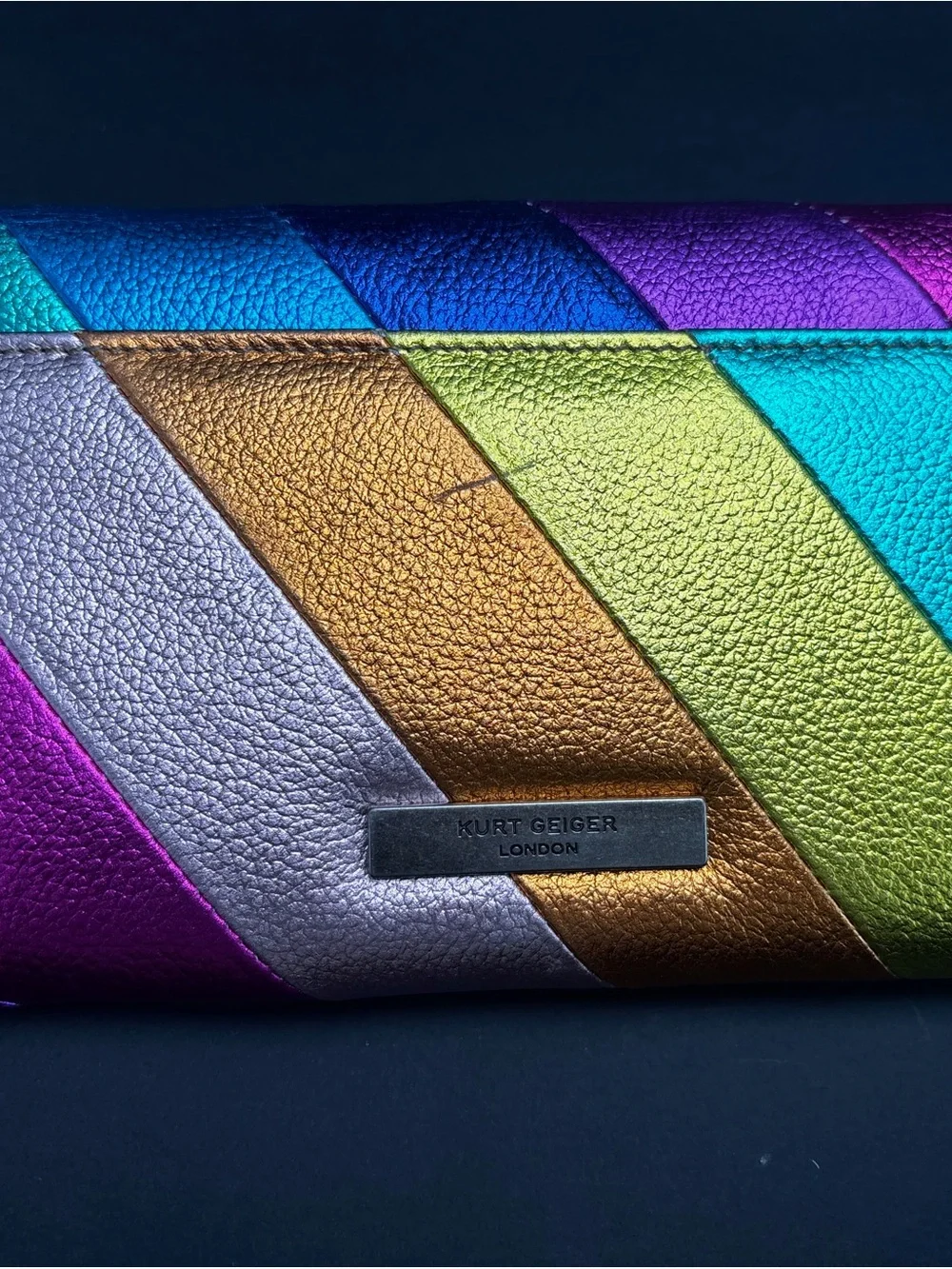Kurt Geiger Metallic Rainbow Chevron Clutch - Pink, Purple, Blue & Gold